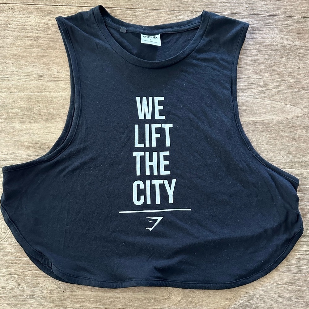 Gym Shark black We Lift the City tank Houston, sz L - Picture 2 of 4